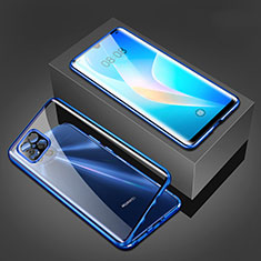 Coque Rebord Bumper Luxe Aluminum Metal Miroir 360 Degres Housse Etui Aimant M03 pour Huawei Nova 8 SE 5G Bleu