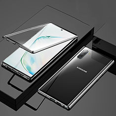 Coque Rebord Bumper Luxe Aluminum Metal Miroir 360 Degres Housse Etui Aimant M03 pour Samsung Galaxy Note 10 5G Noir