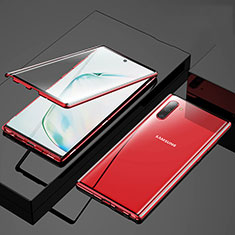Coque Rebord Bumper Luxe Aluminum Metal Miroir 360 Degres Housse Etui Aimant M03 pour Samsung Galaxy Note 10 5G Rouge