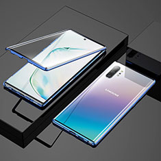 Coque Rebord Bumper Luxe Aluminum Metal Miroir 360 Degres Housse Etui Aimant M03 pour Samsung Galaxy Note 10 Plus 5G Bleu