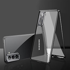 Coque Rebord Bumper Luxe Aluminum Metal Miroir 360 Degres Housse Etui Aimant M03 pour Samsung Galaxy S21 5G Noir