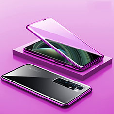 Coque Rebord Bumper Luxe Aluminum Metal Miroir 360 Degres Housse Etui Aimant M03 pour Xiaomi Mi 10 Ultra Violet