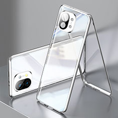 Coque Rebord Bumper Luxe Aluminum Metal Miroir 360 Degres Housse Etui Aimant M03 pour Xiaomi Mi 11 5G Argent