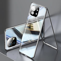Coque Rebord Bumper Luxe Aluminum Metal Miroir 360 Degres Housse Etui Aimant M03 pour Xiaomi Mi 11 Lite 4G Noir