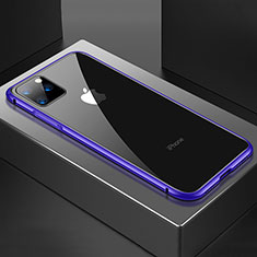 Coque Rebord Bumper Luxe Aluminum Metal Miroir 360 Degres Housse Etui Aimant M04 pour Apple iPhone 11 Pro Violet