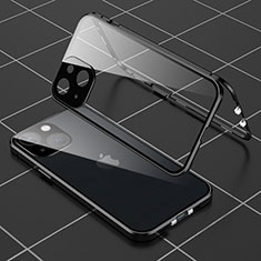 Coque Rebord Bumper Luxe Aluminum Metal Miroir 360 Degres Housse Etui Aimant M04 pour Apple iPhone 13 Mini Noir