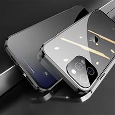 Coque Rebord Bumper Luxe Aluminum Metal Miroir 360 Degres Housse Etui Aimant M04 pour Apple iPhone 13 Pro Max Noir
