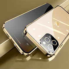 Coque Rebord Bumper Luxe Aluminum Metal Miroir 360 Degres Housse Etui Aimant M04 pour Apple iPhone 13 Pro Max Or