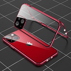 Coque Rebord Bumper Luxe Aluminum Metal Miroir 360 Degres Housse Etui Aimant M04 pour Apple iPhone 14 Plus Rouge