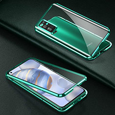 Coque Rebord Bumper Luxe Aluminum Metal Miroir 360 Degres Housse Etui Aimant M04 pour Huawei Honor 30 Vert