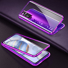 Coque Rebord Bumper Luxe Aluminum Metal Miroir 360 Degres Housse Etui Aimant M04 pour Huawei Honor 30 Violet
