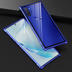 Coque Rebord Bumper Luxe Aluminum Metal Miroir 360 Degres Housse Etui Aimant M04 pour Samsung Galaxy Note 10 Plus 5G Bleu