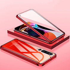 Coque Rebord Bumper Luxe Aluminum Metal Miroir 360 Degres Housse Etui Aimant M04 pour Xiaomi Mi 10 Rouge