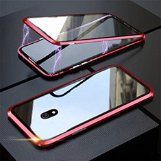 Coque Rebord Bumper Luxe Aluminum Metal Miroir 360 Degres Housse Etui Aimant M04 pour Xiaomi Redmi 8A Rouge