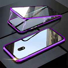 Coque Rebord Bumper Luxe Aluminum Metal Miroir 360 Degres Housse Etui Aimant M04 pour Xiaomi Redmi 8A Violet