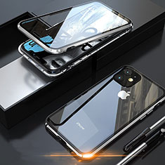 Coque Rebord Bumper Luxe Aluminum Metal Miroir 360 Degres Housse Etui Aimant M05 pour Apple iPhone 11 Pro Argent