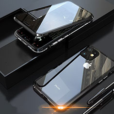 Coque Rebord Bumper Luxe Aluminum Metal Miroir 360 Degres Housse Etui Aimant M05 pour Apple iPhone 11 Pro Noir