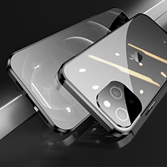 Coque Rebord Bumper Luxe Aluminum Metal Miroir 360 Degres Housse Etui Aimant M05 pour Apple iPhone 14 Noir