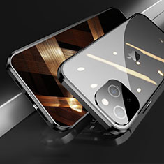 Coque Rebord Bumper Luxe Aluminum Metal Miroir 360 Degres Housse Etui Aimant M05 pour Apple iPhone 15 Plus Noir