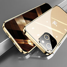 Coque Rebord Bumper Luxe Aluminum Metal Miroir 360 Degres Housse Etui Aimant M05 pour Apple iPhone 15 Plus Or