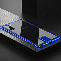 Coque Rebord Bumper Luxe Aluminum Metal Miroir 360 Degres Housse Etui Aimant M05 pour Samsung Galaxy Note 10 5G Bleu