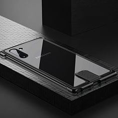 Coque Rebord Bumper Luxe Aluminum Metal Miroir 360 Degres Housse Etui Aimant M05 pour Samsung Galaxy Note 10 Noir
