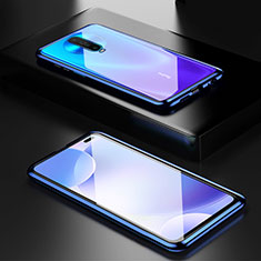 Coque Rebord Bumper Luxe Aluminum Metal Miroir 360 Degres Housse Etui Aimant M05 pour Xiaomi Redmi K30 4G Bleu