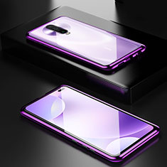 Coque Rebord Bumper Luxe Aluminum Metal Miroir 360 Degres Housse Etui Aimant M05 pour Xiaomi Redmi K30 5G Violet