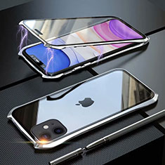 Coque Rebord Bumper Luxe Aluminum Metal Miroir 360 Degres Housse Etui Aimant M06 pour Apple iPhone 11 Argent