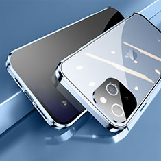 Coque Rebord Bumper Luxe Aluminum Metal Miroir 360 Degres Housse Etui Aimant M06 pour Apple iPhone 15 Plus Bleu