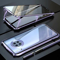 Coque Rebord Bumper Luxe Aluminum Metal Miroir 360 Degres Housse Etui Aimant M06 pour Huawei Mate 30 Pro Violet