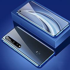 Coque Rebord Bumper Luxe Aluminum Metal Miroir 360 Degres Housse Etui Aimant M06 pour Xiaomi Mi 10 Bleu