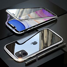 Coque Rebord Bumper Luxe Aluminum Metal Miroir 360 Degres Housse Etui Aimant M07 pour Apple iPhone 11 Argent