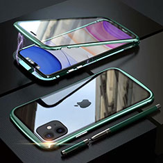 Coque Rebord Bumper Luxe Aluminum Metal Miroir 360 Degres Housse Etui Aimant M07 pour Apple iPhone 11 Vert