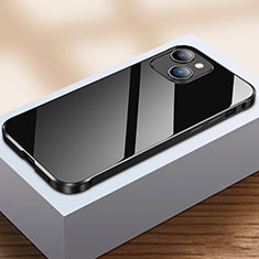 Coque Rebord Bumper Luxe Aluminum Metal Miroir 360 Degres Housse Etui Aimant M07 pour Apple iPhone 13 Noir