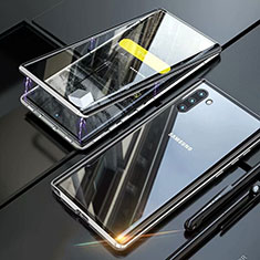 Coque Rebord Bumper Luxe Aluminum Metal Miroir 360 Degres Housse Etui Aimant M07 pour Samsung Galaxy Note 10 5G Argent