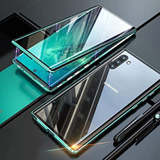Coque Rebord Bumper Luxe Aluminum Metal Miroir 360 Degres Housse Etui Aimant M07 pour Samsung Galaxy Note 10 5G Vert