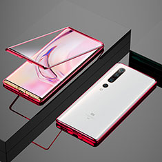 Coque Rebord Bumper Luxe Aluminum Metal Miroir 360 Degres Housse Etui Aimant M07 pour Xiaomi Mi 10 Pro Rouge