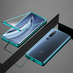 Coque Rebord Bumper Luxe Aluminum Metal Miroir 360 Degres Housse Etui Aimant M07 pour Xiaomi Mi 10 Pro Vert