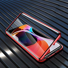 Coque Rebord Bumper Luxe Aluminum Metal Miroir 360 Degres Housse Etui Aimant M07 pour Xiaomi Mi 10 Rouge