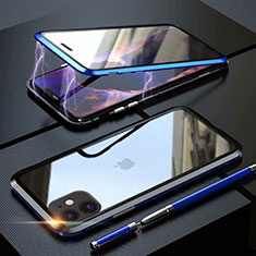 Coque Rebord Bumper Luxe Aluminum Metal Miroir 360 Degres Housse Etui Aimant M08 pour Apple iPhone 11 Bleu