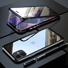 Coque Rebord Bumper Luxe Aluminum Metal Miroir 360 Degres Housse Etui Aimant M08 pour Apple iPhone 11 Noir