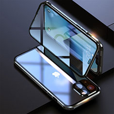 Coque Rebord Bumper Luxe Aluminum Metal Miroir 360 Degres Housse Etui Aimant M08 pour Apple iPhone 13 Mini Noir