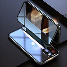 Coque Rebord Bumper Luxe Aluminum Metal Miroir 360 Degres Housse Etui Aimant M08 pour Apple iPhone 15 Plus Noir
