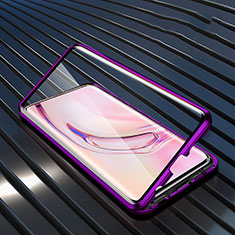 Coque Rebord Bumper Luxe Aluminum Metal Miroir 360 Degres Housse Etui Aimant M08 pour Xiaomi Mi 10 Pro Violet