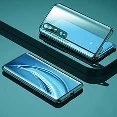 Coque Rebord Bumper Luxe Aluminum Metal Miroir 360 Degres Housse Etui Aimant M08 pour Xiaomi Mi 10 Vert