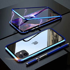 Coque Rebord Bumper Luxe Aluminum Metal Miroir 360 Degres Housse Etui Aimant M09 pour Apple iPhone 11 Bleu
