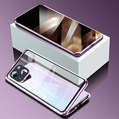 Coque Rebord Bumper Luxe Aluminum Metal Miroir 360 Degres Housse Etui Aimant M09 pour Apple iPhone 15 Plus Violet