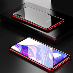 Coque Rebord Bumper Luxe Aluminum Metal Miroir 360 Degres Housse Etui Aimant M09 pour Huawei Honor 9X Rouge