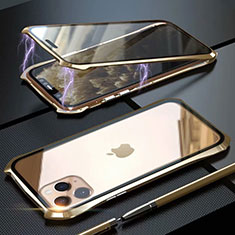 Coque Rebord Bumper Luxe Aluminum Metal Miroir 360 Degres Housse Etui Aimant M10 pour Apple iPhone 11 Pro Max Or